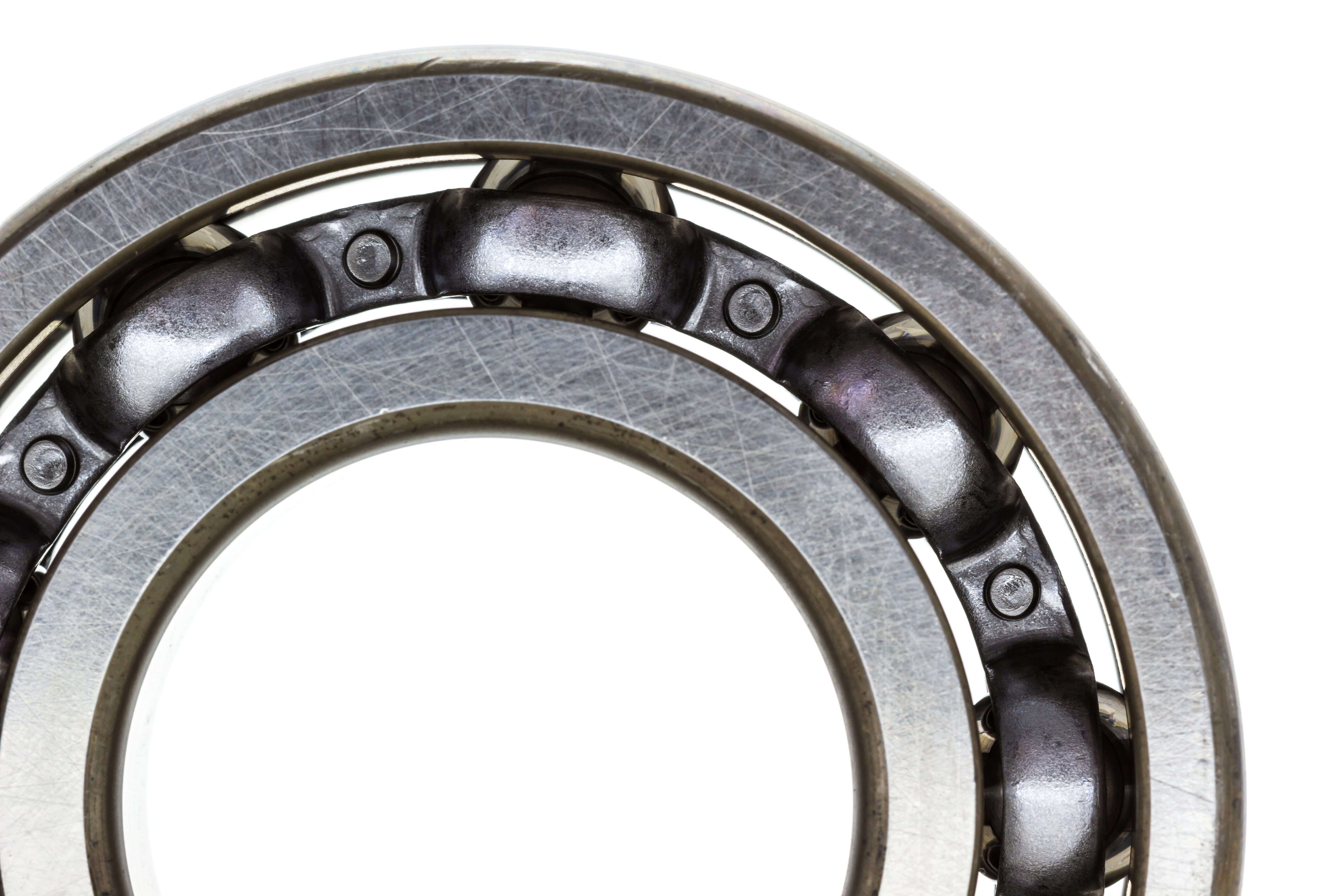 Macro steel ball bearing  isolated on white background